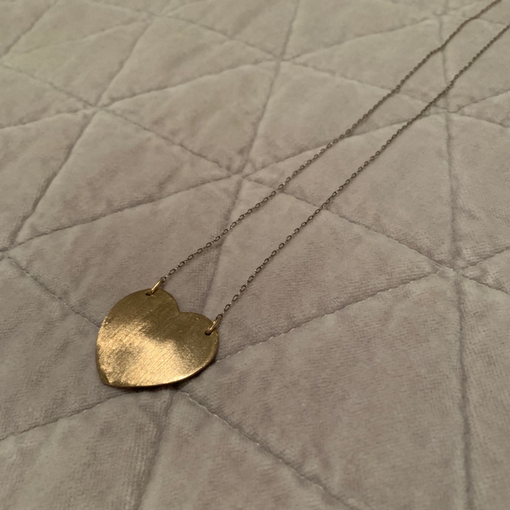 Brushed gold heart necklace
